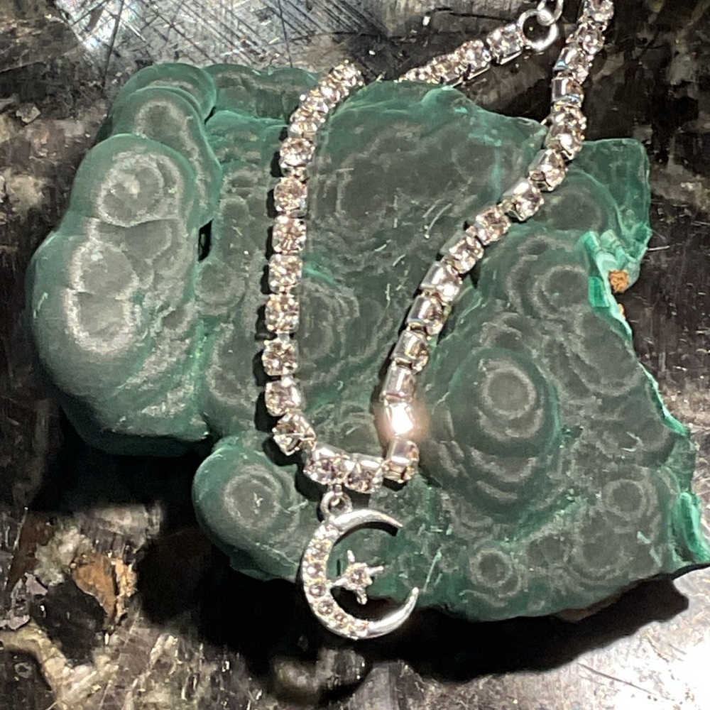 Moon and Star Silver Ankle Bracelet
